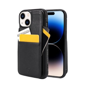 Eton iPhone 15 Ledertasche Hülle. Schlanke Brieftasche