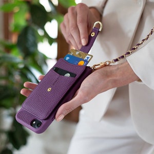 VICTORIA para iPhone 8, funda cruzada para iPhone y cartera, hasta 9 tarjetas y efectivo. Cuero genuino