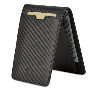 Portafoglio bifold sottile e minimalista. Porta carte di credito con blocco RFID. Ideale per tasca frontale - Vaultskin MANHATTAN