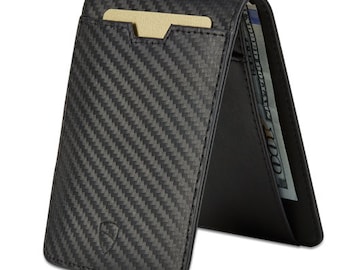 Slim Minimalist Bifold Wallet. Credit Card Holder with RFID Blocking. Ideal for Front Pocket - Vaultskin MANHATTAN