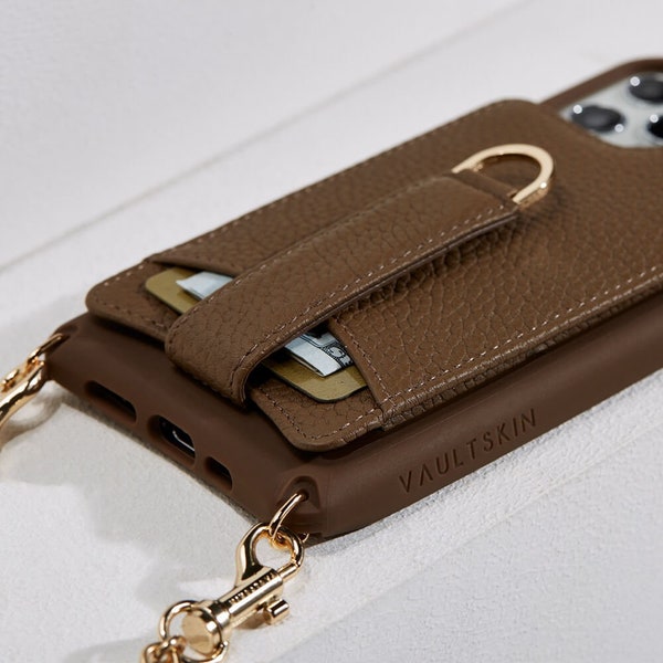 VICTORIA for iPhone 13, Crossbody iPhone Case and Wallet, up to 8 Cards and Cash. Genuine Leather