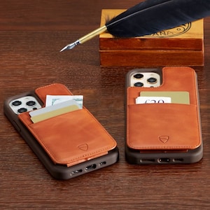 iPhone 13 Pro Vaultskin ETON ARMOUR Handyhülle und Geldbeutel. Schutzhülle aus echtem Leder