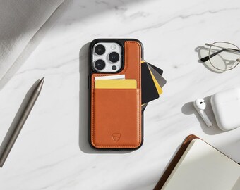 Leather Wallet Case for iPhone 16 Pro Max with Slim Card Holder - Eton (Cognac)
