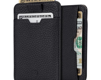Portafoglio minimalista in pelle/portacarte | Carbon Black portapacchi