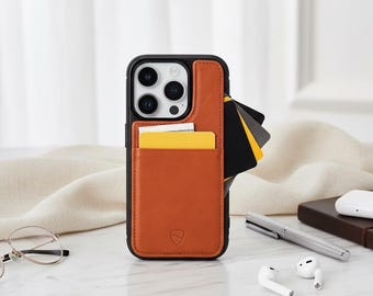 Leather Wallet Case for iPhone 16 Pro with Slim Card Holder - Eton (Cognac)