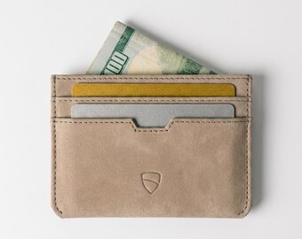 Minimalist Leather Card Holder, RFID Blocking Wallet - Moorgate (Sandstone)