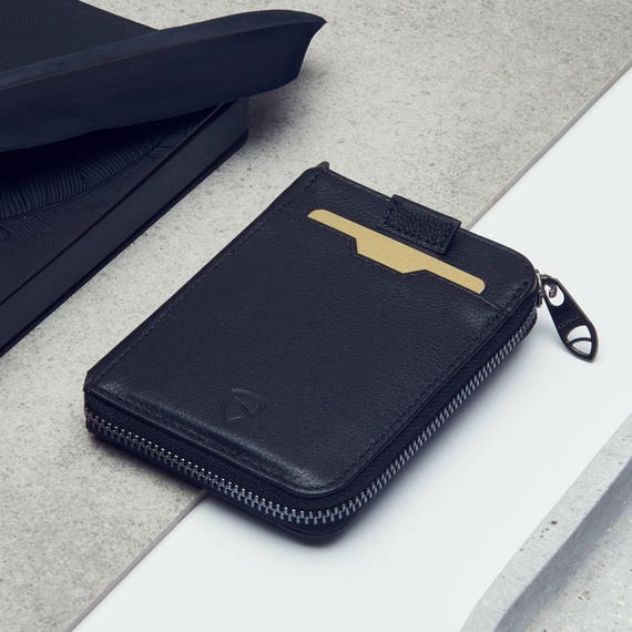 Vaultskin Notting Hill schlanke Brieftasche mit Rei/ßverschluss und RFID Schutz Braun Geldb/örse f/ür Kreditkarten Bargeld M/ünzen