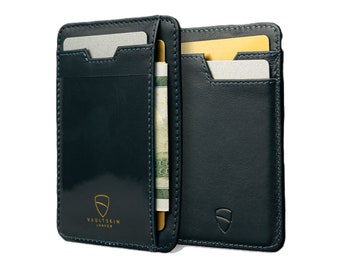 Porte-cartes BRIXTON Slim avec fenêtre d'identification - Portefeuille minimaliste en cuir avec poche frontale avec protection RFID pour homme et femme