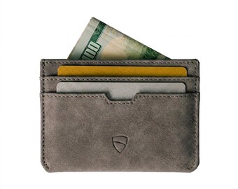 Minimalist Leather Card Holder, RFID Blocking Wallet - Moorgate (Hurricane Brown)