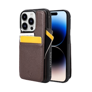 Custodia a portafoglio in pelle Eton per iPhone 15 Pro. Custodia a portafoglio sottile