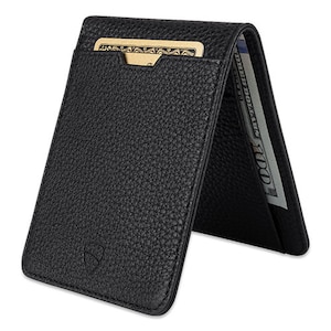Portafoglio bifold sottile e minimalista. Porta carte di credito con blocco RFID. Ideale per tasca frontale - Vaultskin MANHATTAN
