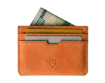 Minimalist Leather Card Holder, RFID Blocking Wallet - Moorgate (Amber)