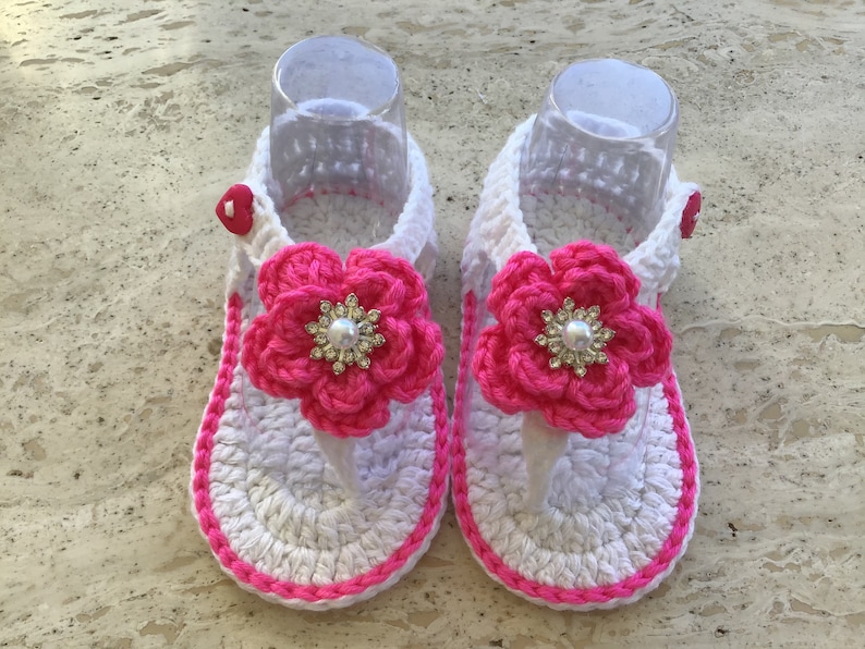 Flip Flops Crochet Baby Girl Sandals Crochet Baby Girl Shoes New Born 0 to 3 Mths Ready Made