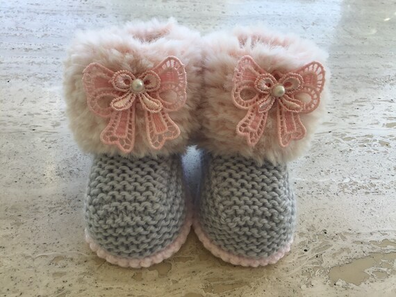 faux fur baby booties