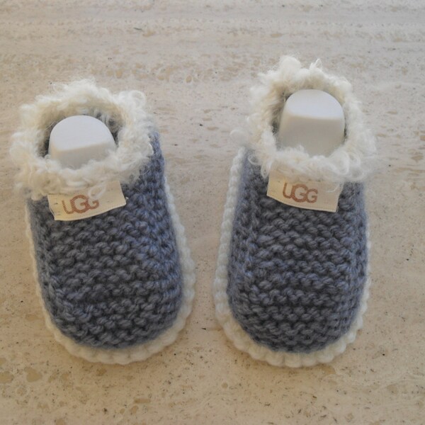 Knitted Baby Boy Shoes/Booties - 6 to 9 Months