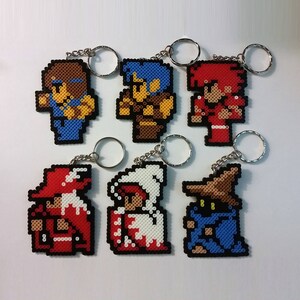 NES Classic Final Fantasy 1 Perler Keychains / Pixel Art - FF1 FFO FF7 Vivi