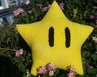 Large Crocheted Super Mario Super Star Plush / Decorative Pillow / Cosplay Prop for Mario Luigi Princess Peach Bowsette Boosette