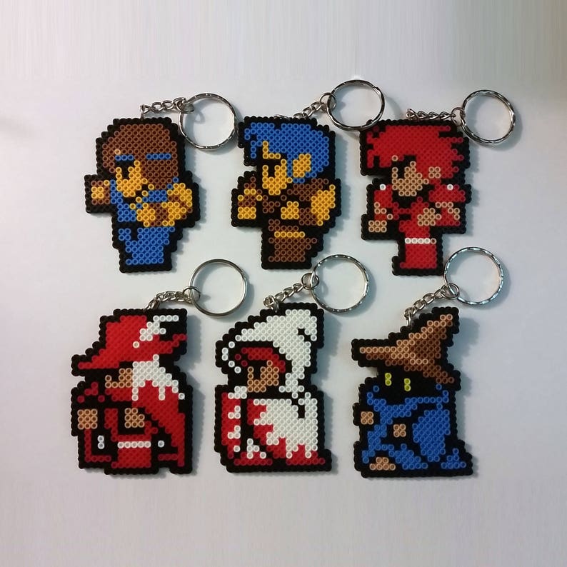 NES Classic Final Fantasy 1 Perler Keychains / Pixel Art FF1 FFO FF7 Vivi Full Set of 6