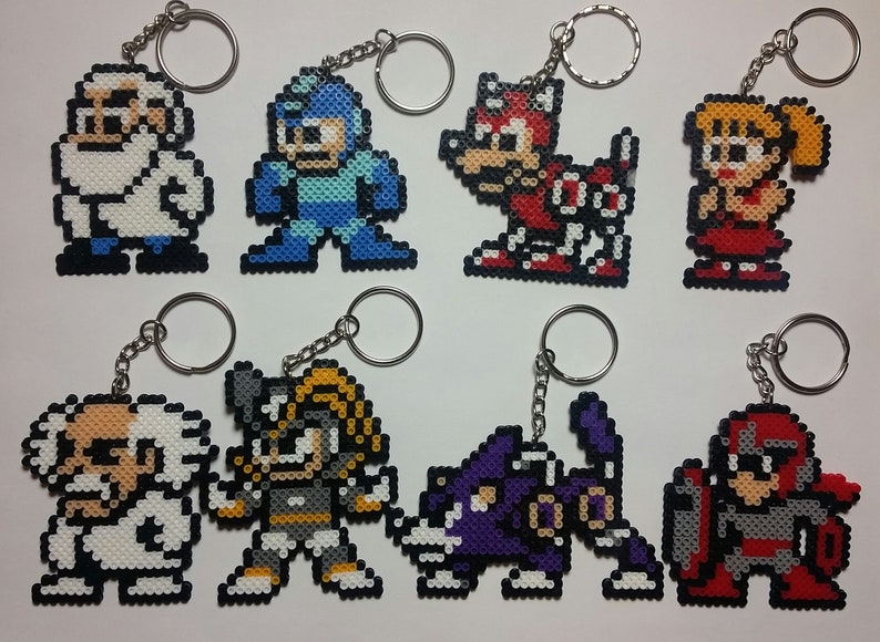 Mega Man Family Perler Art Set / Pixel Art Keychains image 1