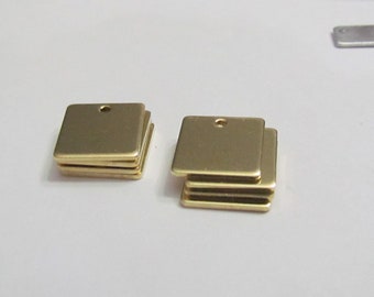 Square Brass Blanks • 18G• 1/2 x 1/2 • hole • TUMBLED• Premium brass blanks  engraving Pendant blanks• Hand stamping metal laser engraving