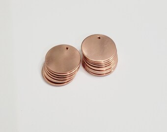 3/4 copper Blanks• 20G Blanks•TUMBLED • Metal Hand Stamping Supplies •Blanks with hole •stamping blanks •initial blanks