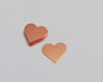 Copper Heart Blanks•• 20G •3/4  blanks •PREMIUM Tumbled •Pendant blanks •Earring blanks• Hand Stamping Blanks• enamel blanks •patina blanks