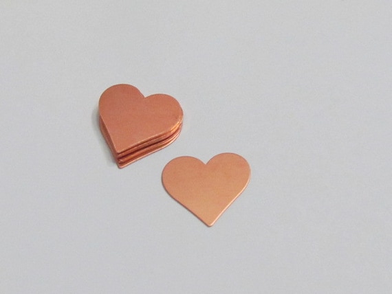 Copper Heart Blanks•• 20G •3/4  blanks •PREMIUM Tumbled •Pendant blanks •Earring blanks• Hand Stamping Blanks• enamel blanks •patina blanks