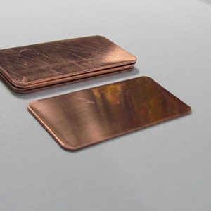 1 1/4  x 2 1/2  Copper blanks•• 20G Copper ROUNDED Corners• Hand stamping Blanks• Jewelry blanks• Id Blanks• keychain blanks