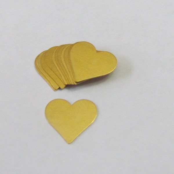 3/4  Brass Hearts • 22G heart blanks •Tumbled brass blanks• Premium brass• pendant blanks• jewelry blanks• Hand Stamping Blanks