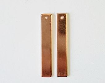 1/4 x 1 1/2 ••20G Copper blanks•TUMBLED •1 hole• Rectangle blanks• Earring Blanks  •Hand stamping ring metal blanks• patina blanks