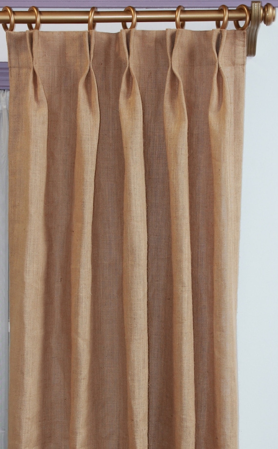 Burlap pinch pleat curtain drape panel in natural ,cream or grey green
