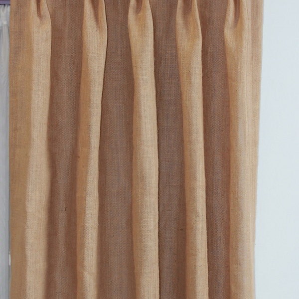 Burlap pinch pleat curtain drape panel in natural ,cream or grey green