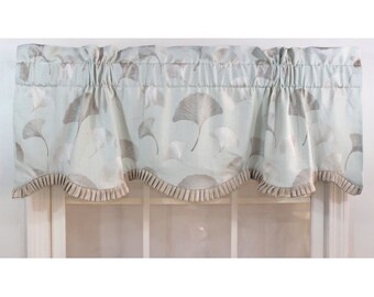Embroidered floral ruffled valance