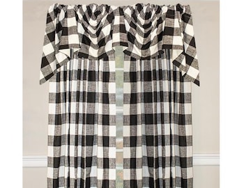 Buffalo check empire valance in black ,grey ,green,tan,red or blue