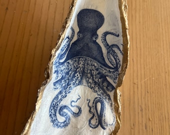 Decoupaged large octopus  oyster shell statement piece
