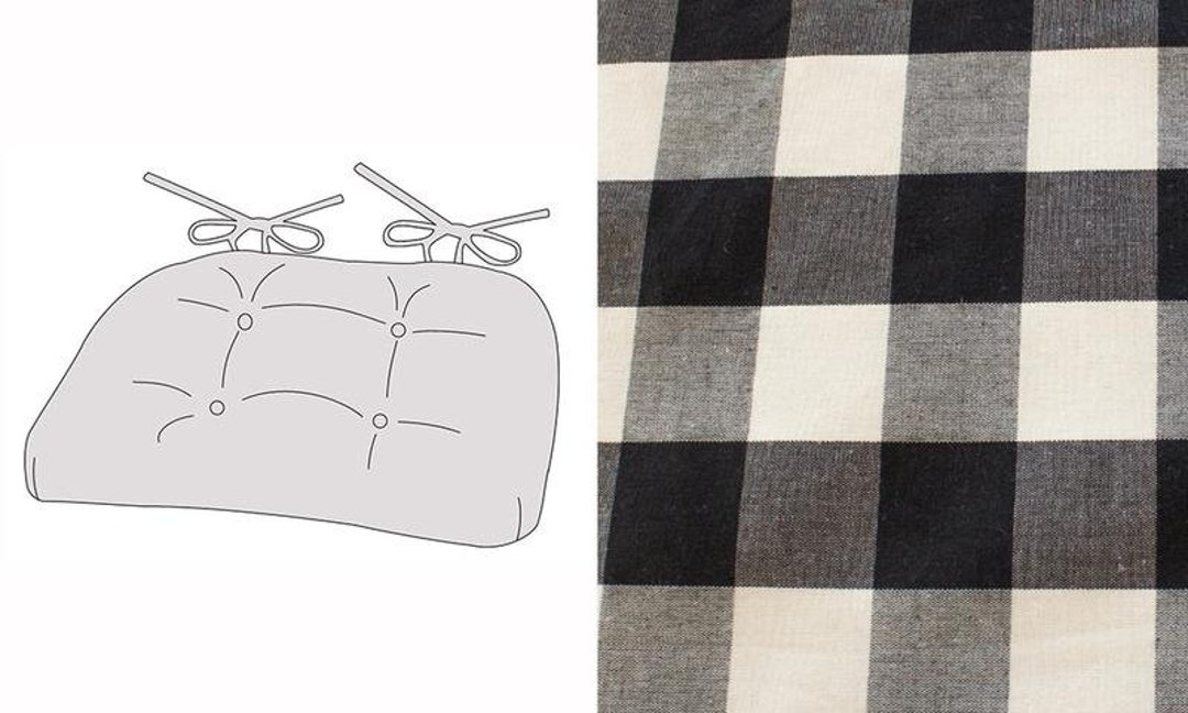 Buffalo Check Chairpad in Black and Ivory Etsy