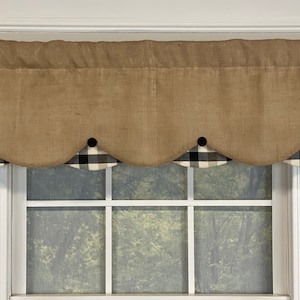 Burlap and check petticoat valances