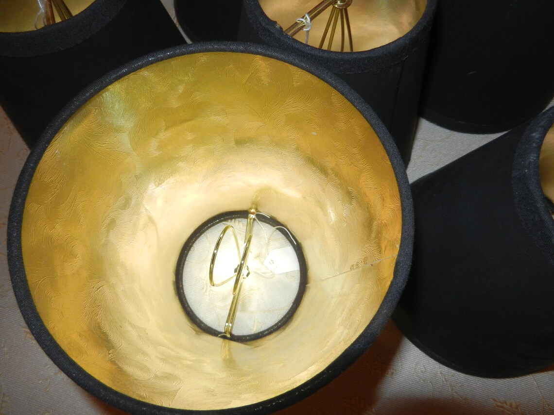 Vintage Lamp Shades Black Fabric Clipon Attachment Etsy