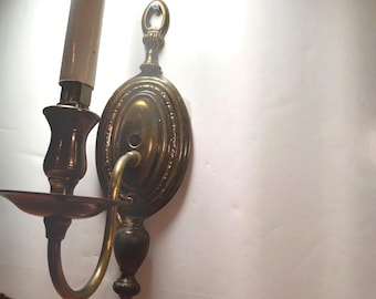 Antique Solid Brass Wall Sconce  12" Wall Plate, FREE Shipping