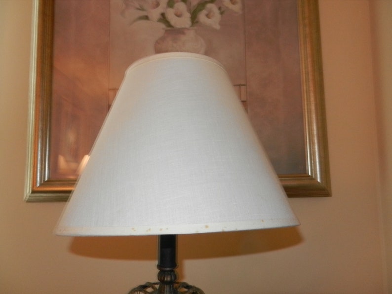 White Fabric Covered Lamp Shade Only With A Clip On Attachment