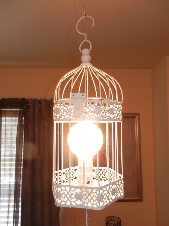 Homemade Pendant Light Hanging Metal Birdcage Lightwhite Image 0