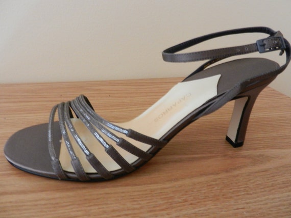 Womens Shoes,Dark Cinder Grey Silk,  Ankle Strap … - image 1