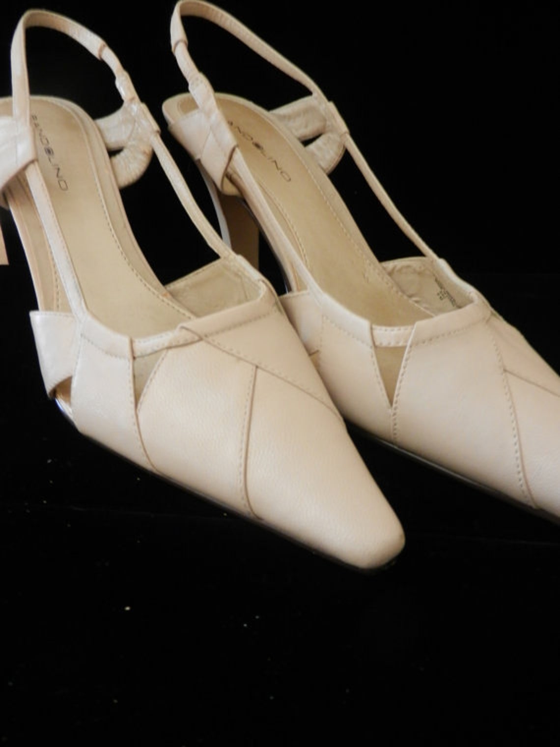 Women�s Leather Slingback Shoes Bone Color 9M Vintage Etsy