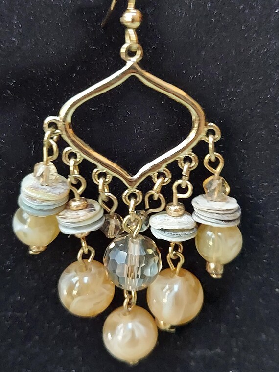 Dangle Beaded Pierced Earrings - image 1