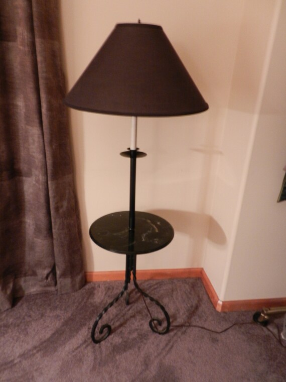 Table Floor Lamp Lamps Shades Black Bell Shade Spider Vintage Reading Marble Like
