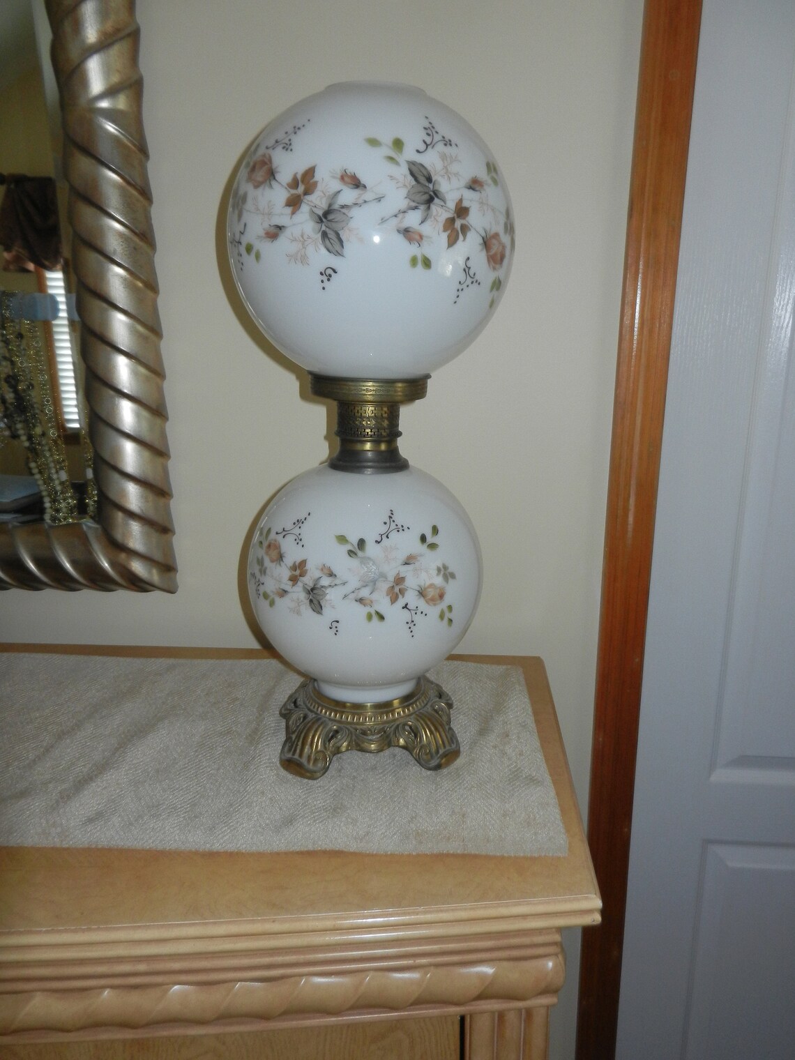 Vintage Double Globe Hurricane Lamp Etsy