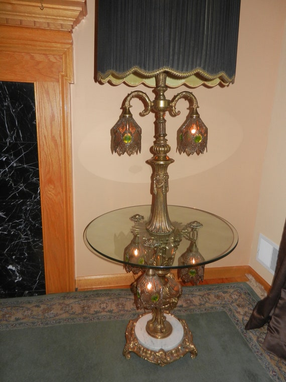 Antique Brass Floor Lamp With Table Poster Antique Brass Floor Lamp With Table, Antique Floor Lamp With Table