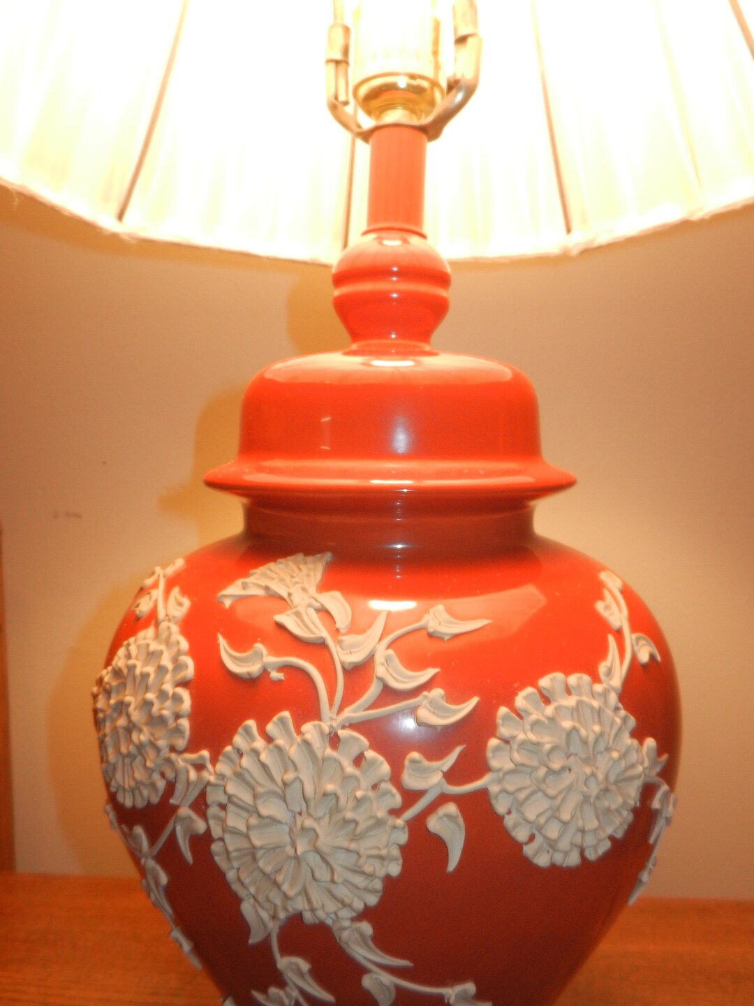 Vintage Jug Lamp With White Reliefs Etsy