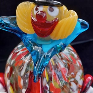 Clown multicolore en verre soufflé de Murano