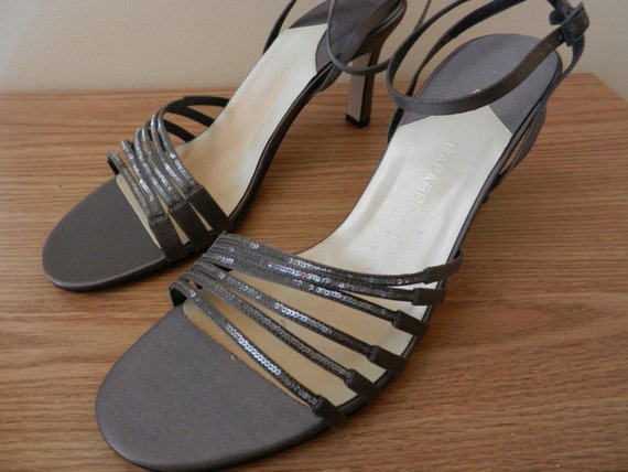 Womens Shoes,Dark Cinder Grey Silk,  Ankle Strap … - image 2